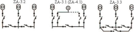 Схемы устройств АВР: а) ZA-3.2; б) ZA-4.1; в) ZA-3.3