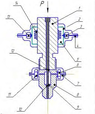 Схема конструкции гидроабразивной головки 1