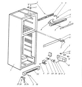 Рисунок узел крепления компрессора холодильника морозильника  1